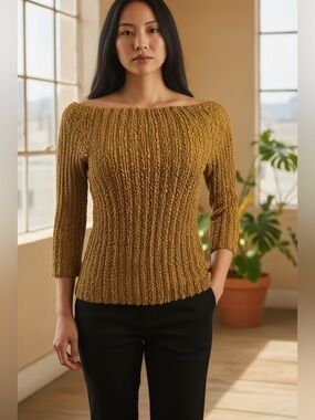 3/$30 ☀️ Mina Silk Blend Brown Crinkle 3/4 Sleeve Blouse